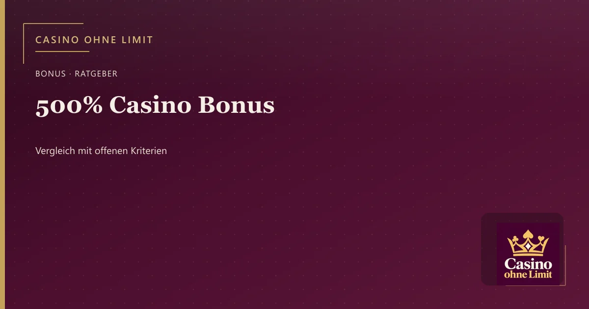 500% Casino Bonus – Illustration mit Logo von Casino ohne Limit